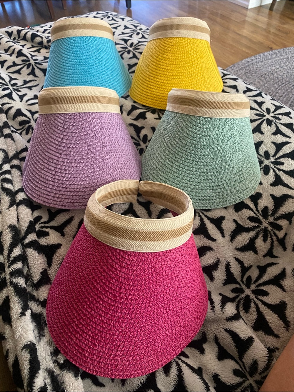 Women Sun Visor Set - Pink, Blue, Yellow, Purple, Mint